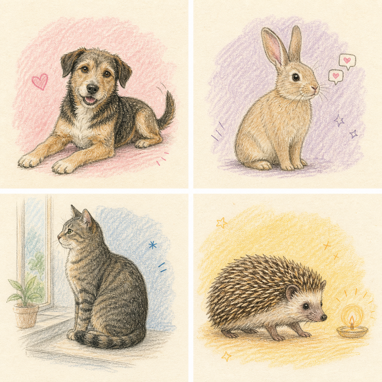 Four attachment style animal references